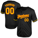 Custom Black Yellow-Orange Mesh Authentic Throwback Baseball Jersey