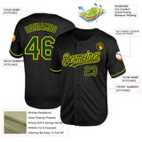 Custom Black Green-Yellow Mesh Authentic Throwback Baseball Jersey
