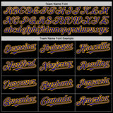 Custom Black Dark Purple-Gold Mesh Authentic Throwback Baseball Jersey