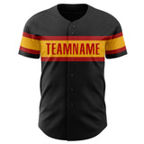 Custom Black Red-Gold Authentic Baseball Jersey