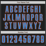 Custom Black Electric Blue-Orange Authentic Baseball Jersey