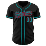 Custom Black Crimson-Teal Authentic Baseball Jersey