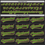 Custom Black Pink-Aurora Green Authentic Baseball Jersey