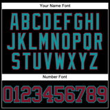 Custom Black Crimson-Teal Mesh Authentic Throwback Baseball Jersey