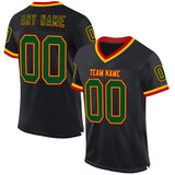 Custom Black Green Gold-Red Mesh Authentic Throwback Football Jersey