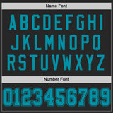 Custom Black Teal Mesh Authentic Throwback Football Jersey