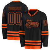 Custom Black Orange Hockey Jersey