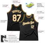 Custom Black Cream-Old Gold Authentic Throwback Basketball Jersey