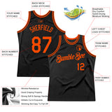 Custom Black Orange Authentic Throwback Basketball Jersey