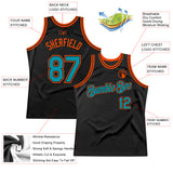 Custom Black Teal-Orange Authentic Throwback Basketball Jersey