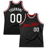 Custom Black White-Red Authentic Throwback Basketball Jersey