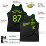 Custom Black Neon Green-Green Authentic Throwback Basketball Jersey