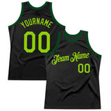 Custom Black Neon Green-Green Authentic Throwback Basketball Jersey