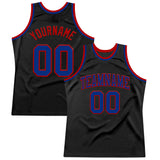 Custom Black Royal-Red Authentic Throwback Basketball Jersey