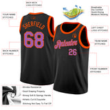 Custom Black Medium Purple-Orange Authentic Basketball Jersey