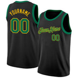 Custom Black Kelly Green-Gold Authentic Basketball Jersey