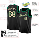 Custom Black Cream-Green Authentic Basketball Jersey