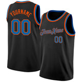 Custom Black Blue-Orange Authentic Basketball Jersey