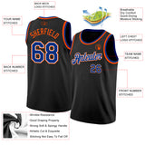 Custom Black Royal White-Orange Authentic Basketball Jersey