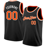 Custom Black Orange-White Authentic Basketball Jersey
