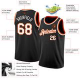 Custom Black White-Orange Authentic Basketball Jersey
