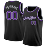 Custom Black Purple-Gray Authentic Basketball Jersey