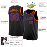 Custom Black Purple-Orange Authentic Basketball Jersey