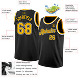 Custom Black Gold-White Authentic Basketball Jersey