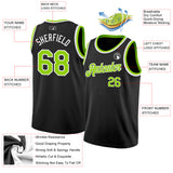 Custom Black Neon Green-White Authentic Basketball Jersey