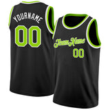 Custom Black Neon Green-White Authentic Basketball Jersey