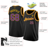 Custom Black Purple-Gold Authentic Basketball Jersey