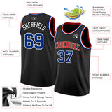 Custom Black Royal White-Red Authentic Basketball Jersey