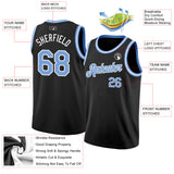 Custom Black Light Blue-White Authentic Basketball Jersey