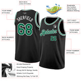 Custom Black Kelly Green-White Authentic Basketball Jersey