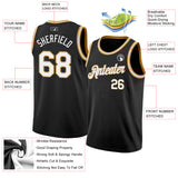 Custom Black White-Old Gold Authentic Basketball Jersey