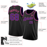 Custom Black Purple-Pink Authentic Basketball Jersey