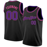 Custom Black Purple-Pink Authentic Basketball Jersey