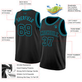 Custom Black Teal Authentic Basketball Jersey
