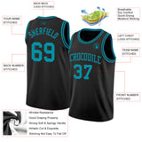 Custom Black Teal Authentic Basketball Jersey