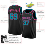 Custom Black Teal-Pink Authentic Basketball Jersey