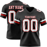 Custom Black White-Red Authentic Football Jersey
