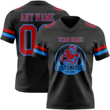 Custom Black Red-Powder Blue Authentic Football Jersey