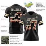 Custom Black Vintage USA Flag-Cream Authentic Football Jersey