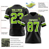 Custom Black Neon Green-White Authentic Football Jersey