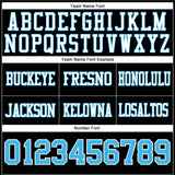 Custom Black Sky Blue-White Authentic Football Jersey