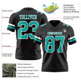Custom Black Aqua-White Authentic Football Jersey