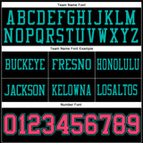 Custom Black Neon Pink-Aqua Authentic Football Jersey