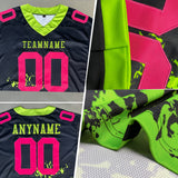 Custom Black Yellow Steel Gray-White 3D Pattern Splash Authentic Football Jersey