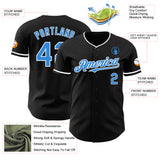 Custom Black Electric Blue-White Authentic Baseball Jersey