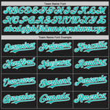 Custom Black Aqua-White Authentic Baseball Jersey